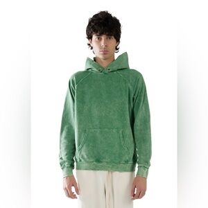 Les Tien Piqué Raglan Hoodie green acid succulent Size L